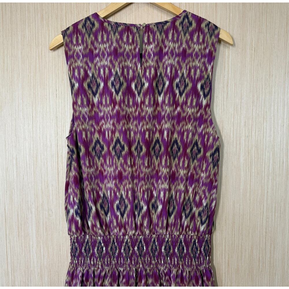 Lauren Ralph Lauren Ikat Blouson Smocked Tiered Midi Dress Size XL Sleeveless - Picture 6 of 12